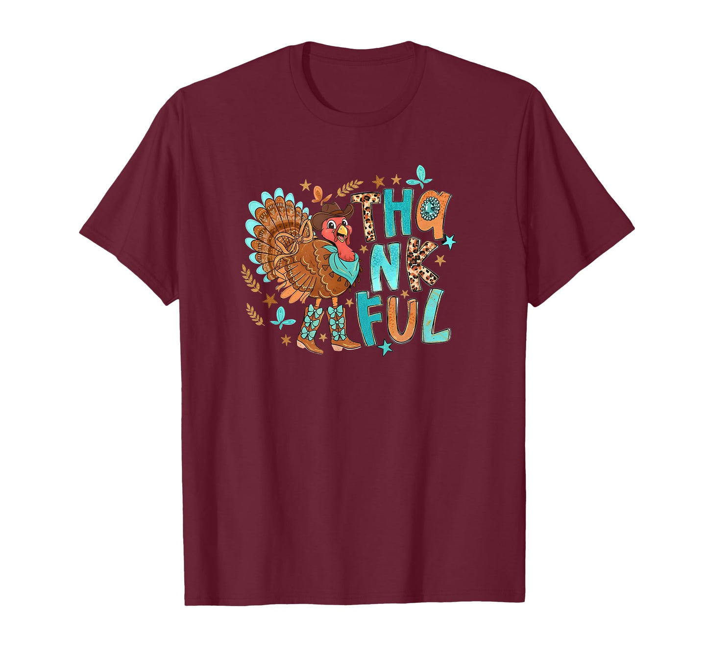 Western Turkey Cowboy Happy Thanksgiving Fall Season Outfit T-Shirt