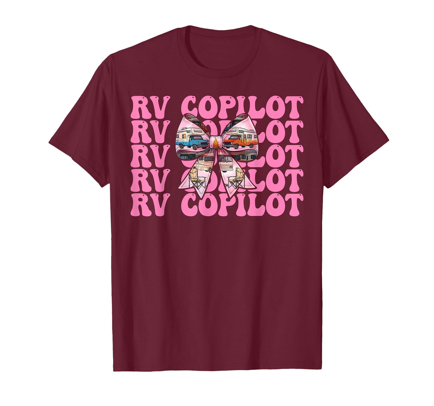RV Copilot RV Camping Camper Motorhome Girl Mom Coquette Bow T-Shirt
