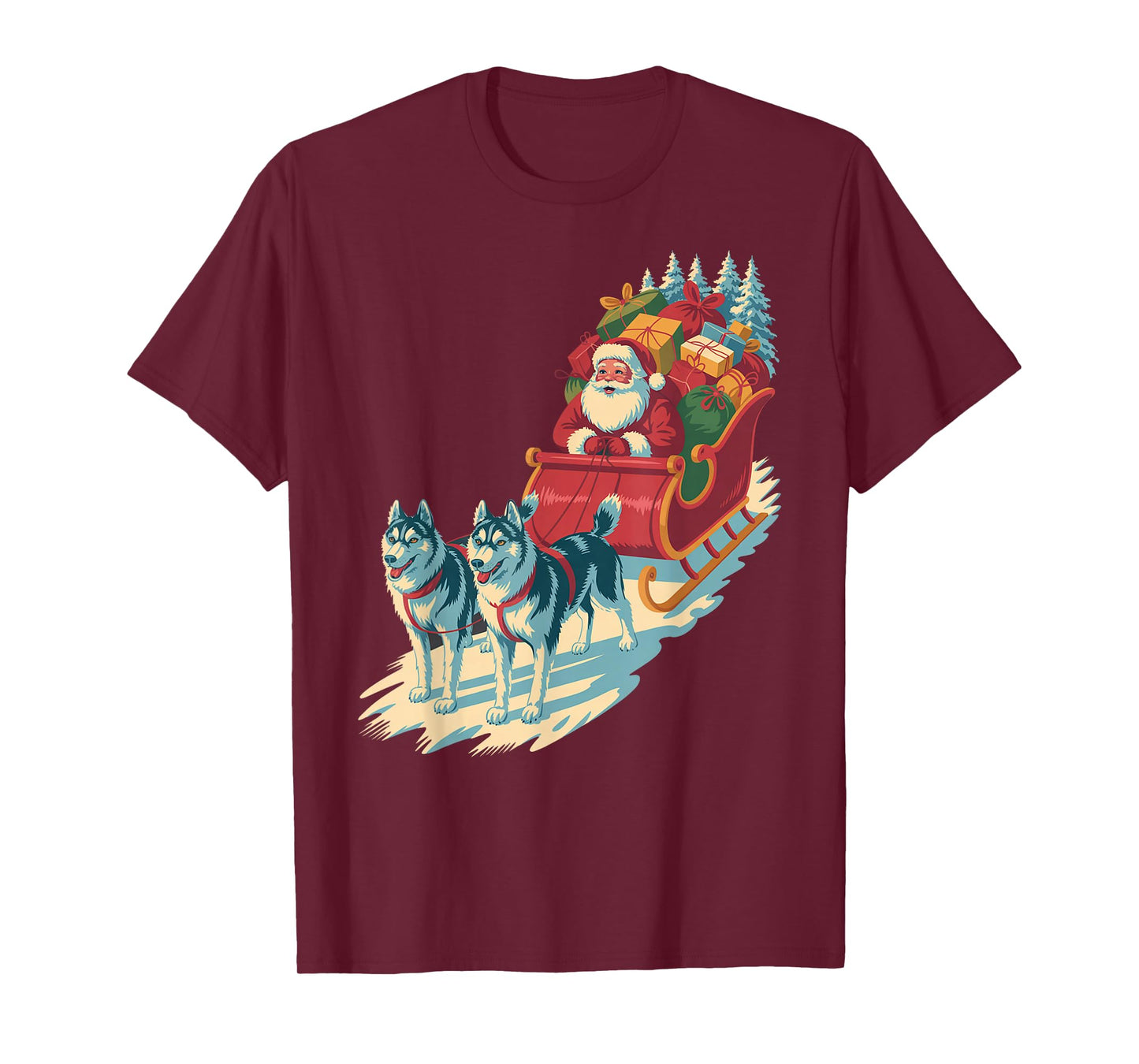 Funny Santa Husky Sleigh Ride – Vintage Holiday Classic T-Shirt