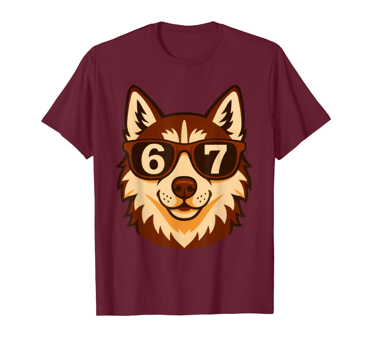 Funny Siberian Husky Dog Sunglasses 67 Six Seven Meme T-Shirt