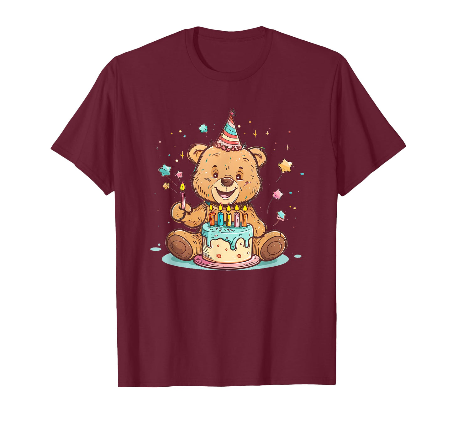 Creative Teddy Bear with Birthday Cake for a Festive Style T-Shirt