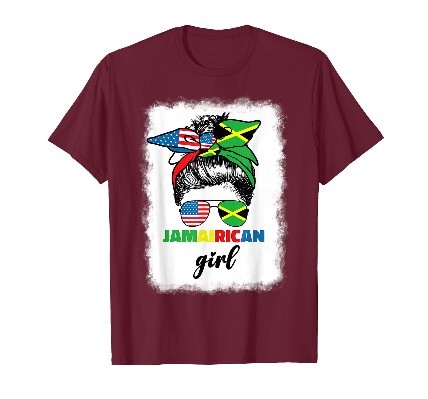 Half American Jamaican America Jamaica Flag JamaiRican Girl T-Shirt
