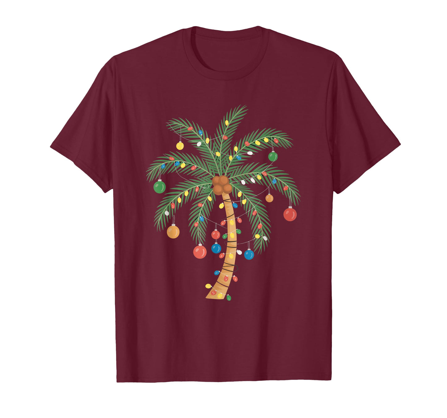 Christmas Palm Tree Lights Tropical Holiday Island T-Shirt