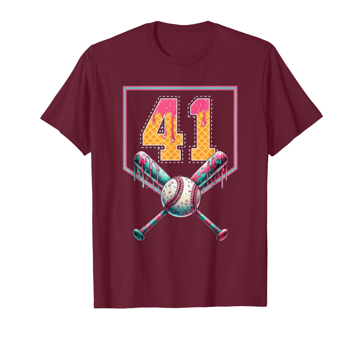 Baseball Drip Number 41 Player Or 41st Birthday T-Shirt