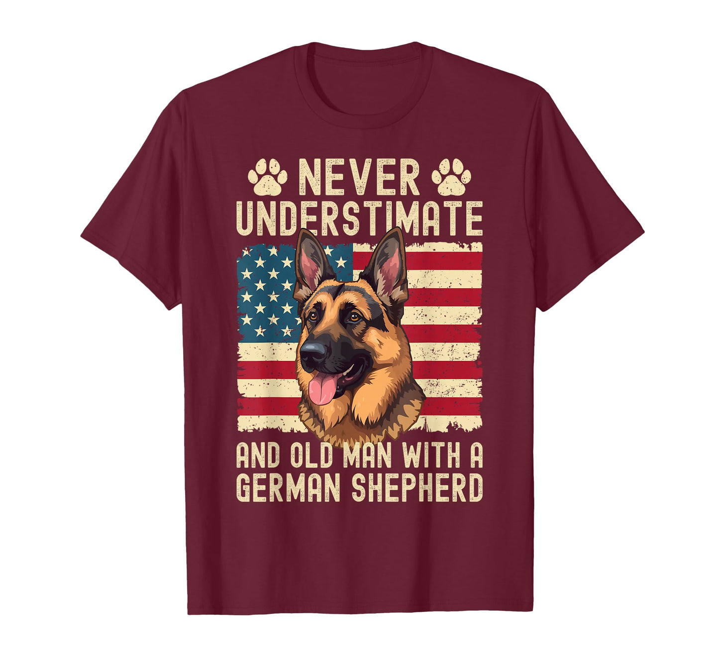 Never Underestimate Old Man with German Shepherd Dog Lover T-Shirt