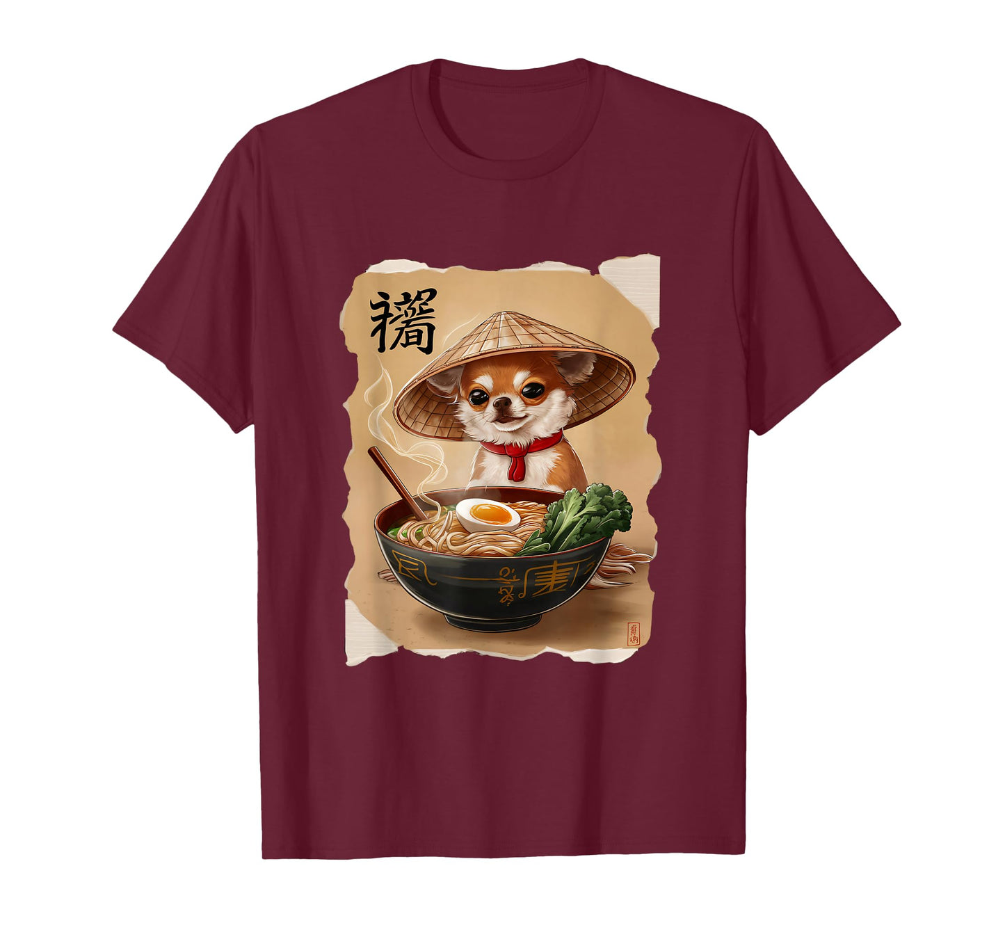 Men Woman Kawaii Eating Ramen Japanese Chihuahua T-Shirt