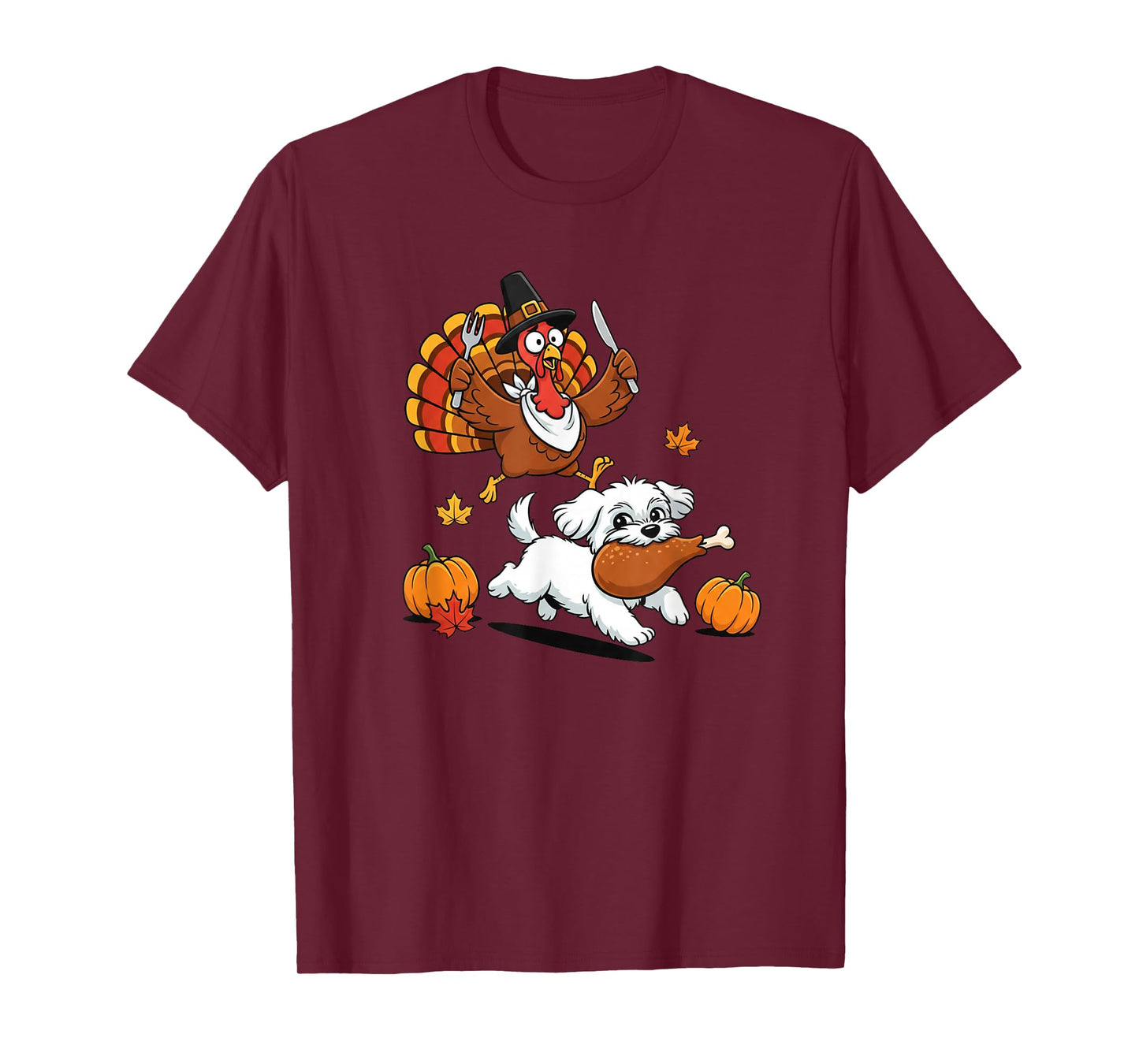 Funny Maltese Turkey Autumn Thanksgiving Womens Mens Kids T-Shirt