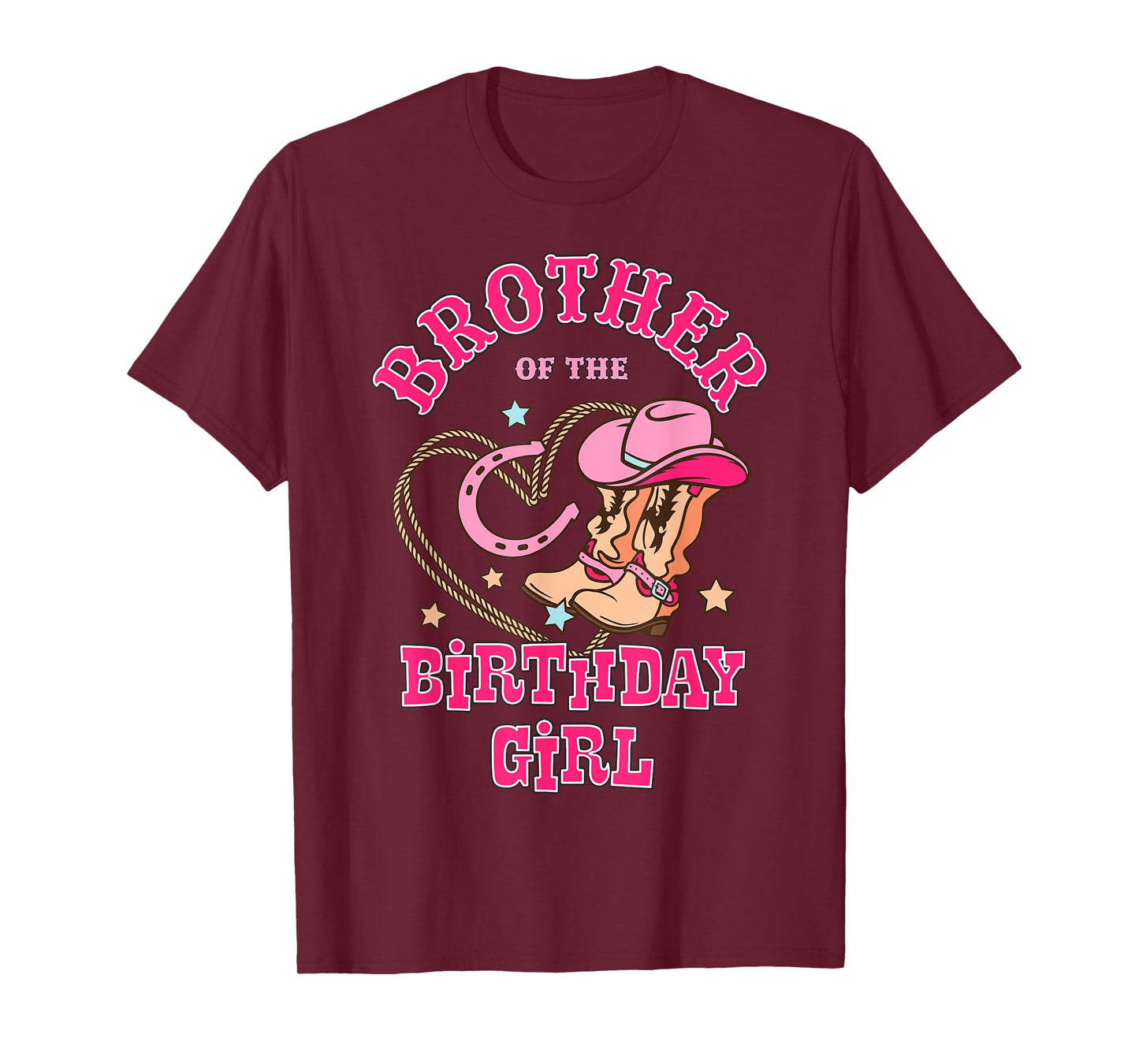 Brother Of the Birthday Girl Pink CowGirl Western Rodeo T-Shirt
