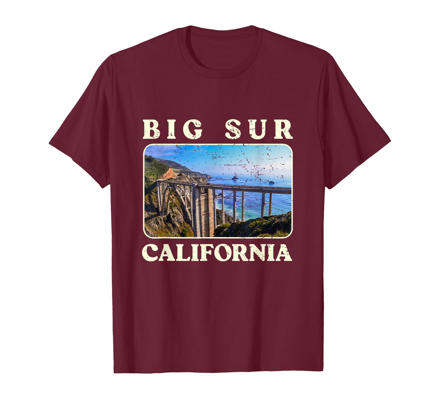 Vintage Bixby Bridge Landscape California Big Sur Travel T-Shirt