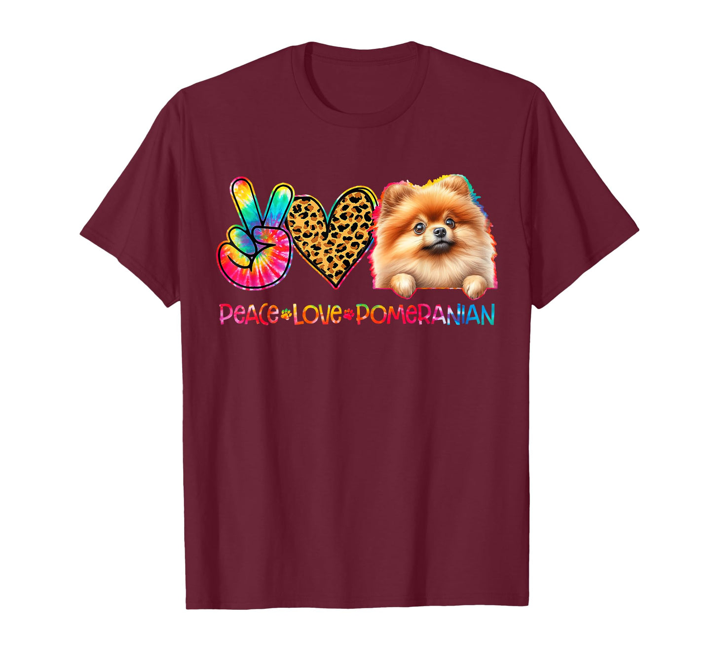 Peace Love Pomeranian Tie Dye Dog Lover T-Shirt