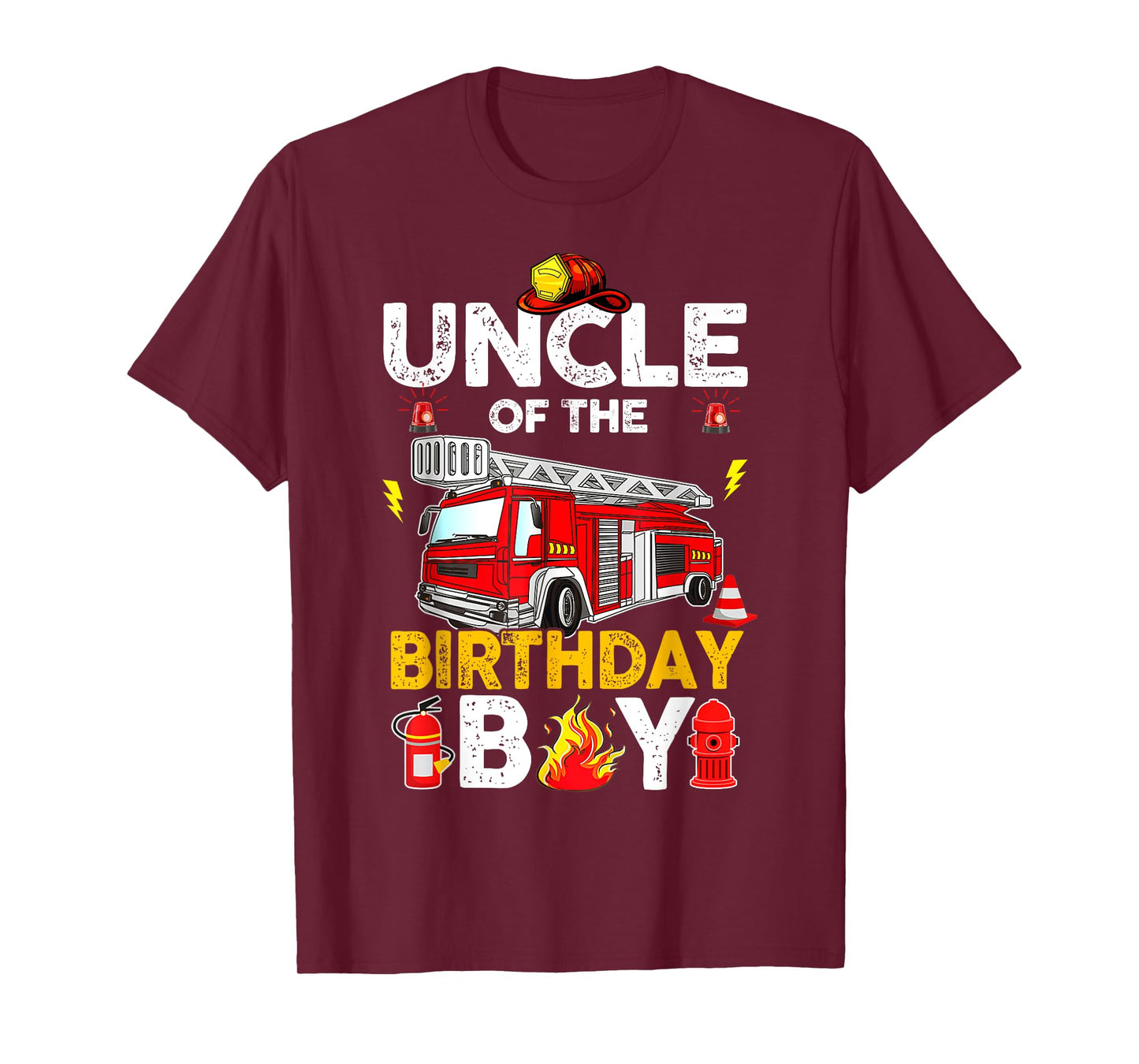 Uncle Of The Birthday Boy Fire Truck Firefighter Party T-Shirt