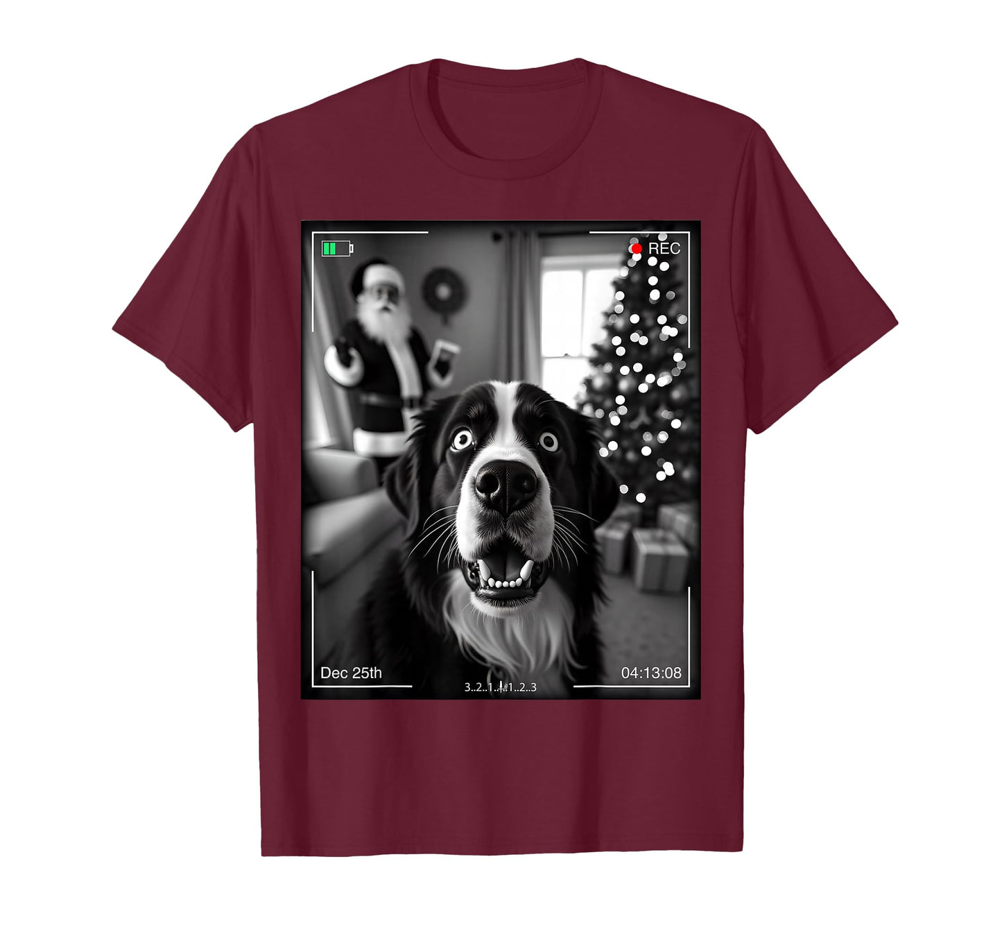Bernese Mountain Dog Catches Santa On Camera Xmas T-Shirt