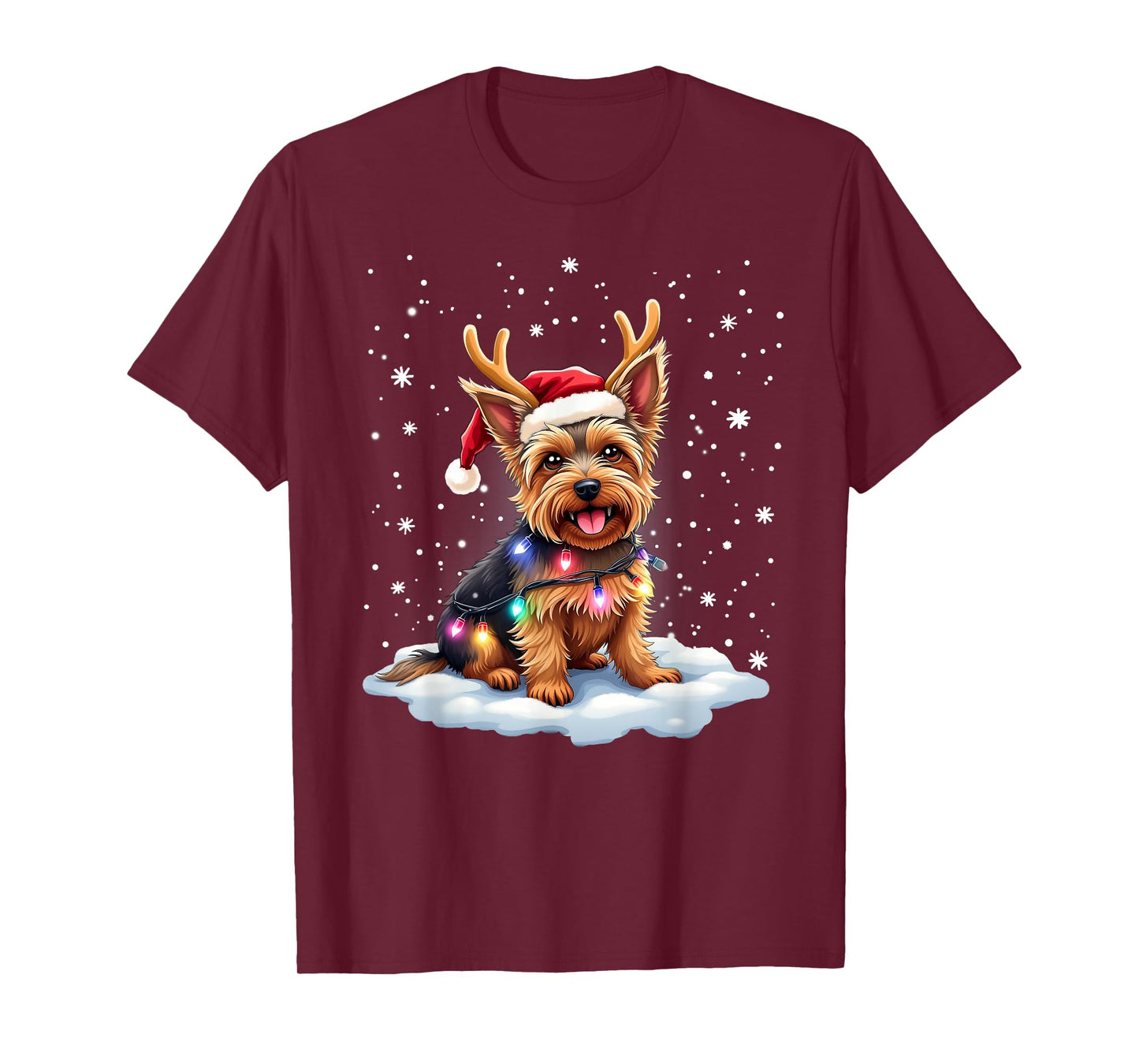 Yorkshire Terrier Christmas Yorkie Reindeer Dog Xmas Santa T-Shirt