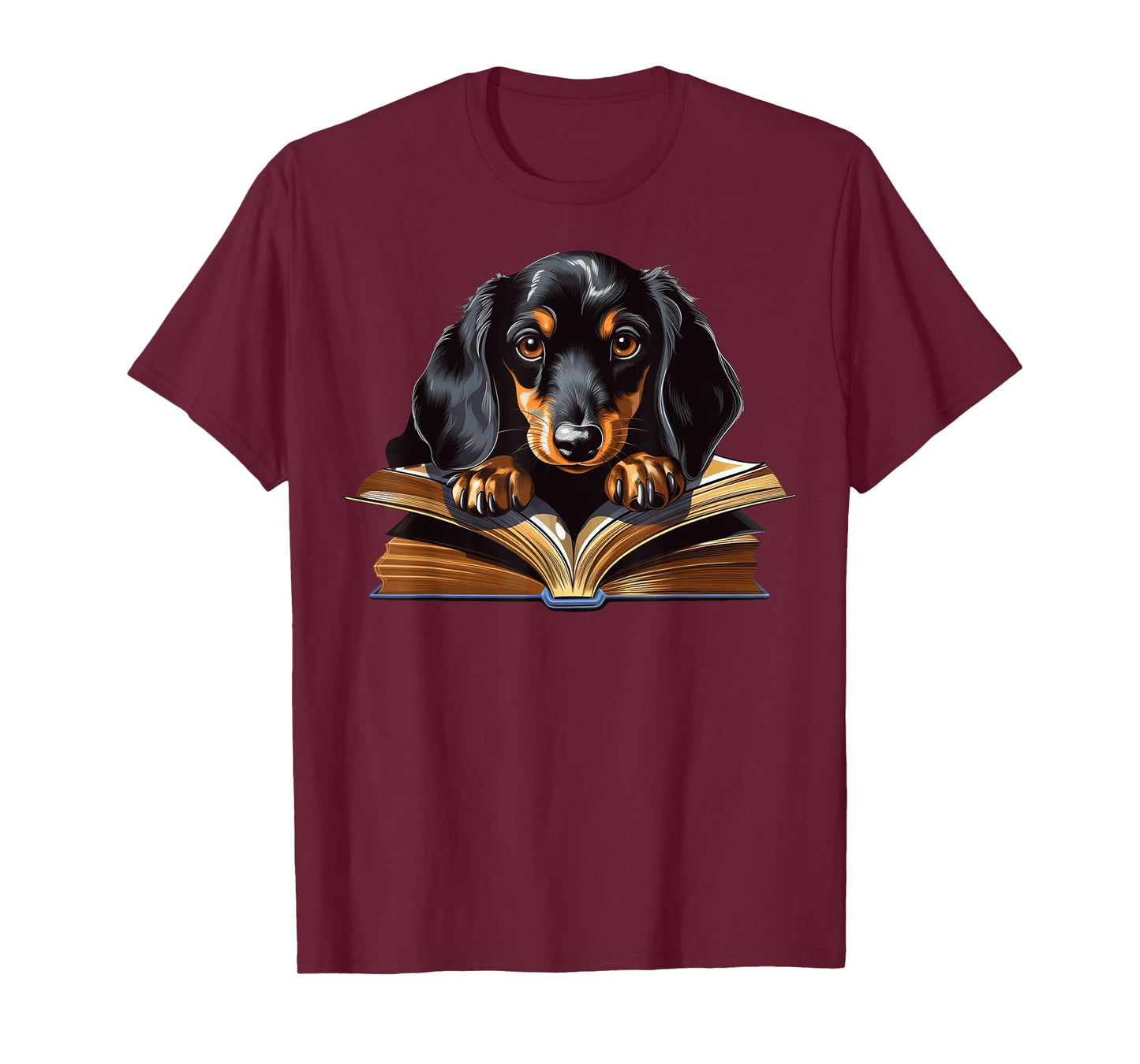 Dachshund Dog Reading Book Men Women Kids T-Shirt