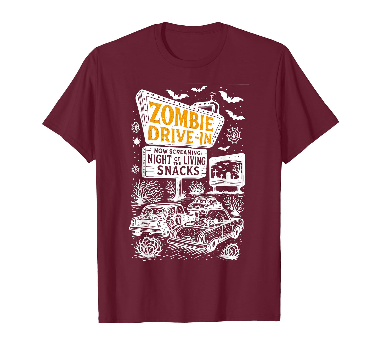 Retro Zombie Drive In Skeleton Movie Night Hotel Halloween T-Shirt