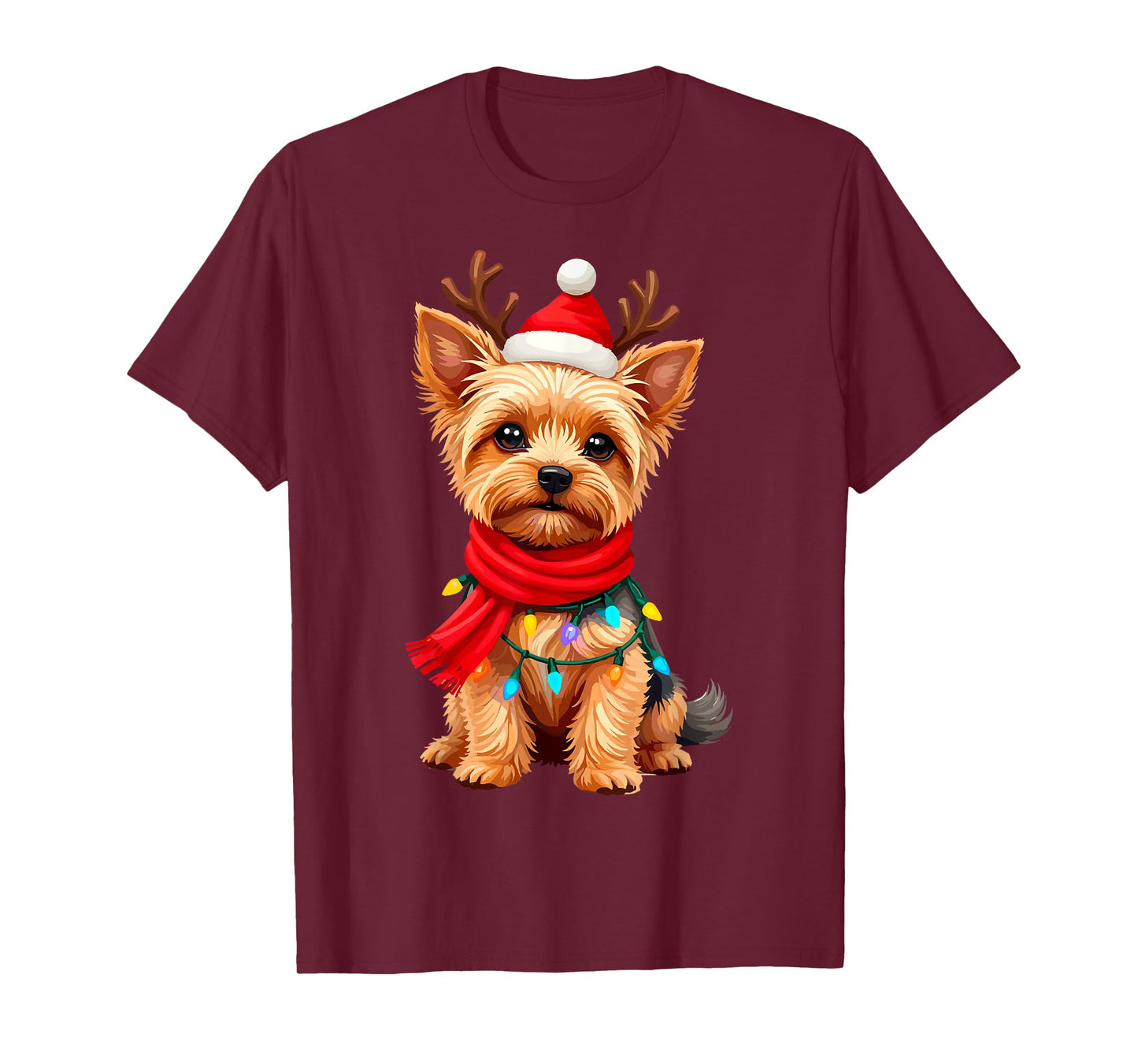 Yorkshire Terrier Santa Reindeer Christmas Yorkie Dog Lover T-Shirt for Men Women Kids
