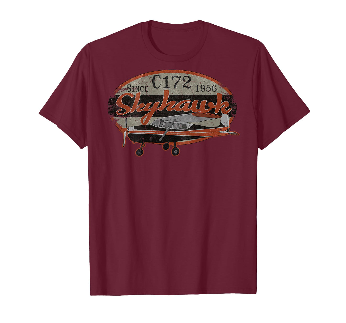 172 Skyhawk Vintage Retro Airplane Flying Pilot | Back Print T-Shirt