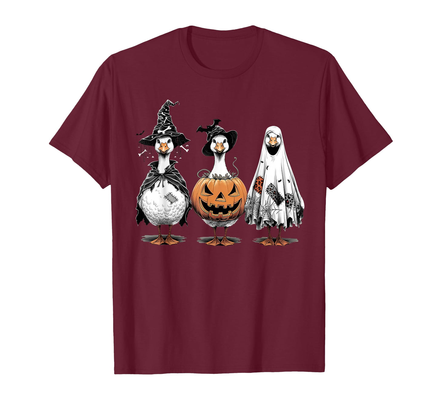 Spooky Season Halloween Goose Ghost Witch Jack O Lantern T-Shirt