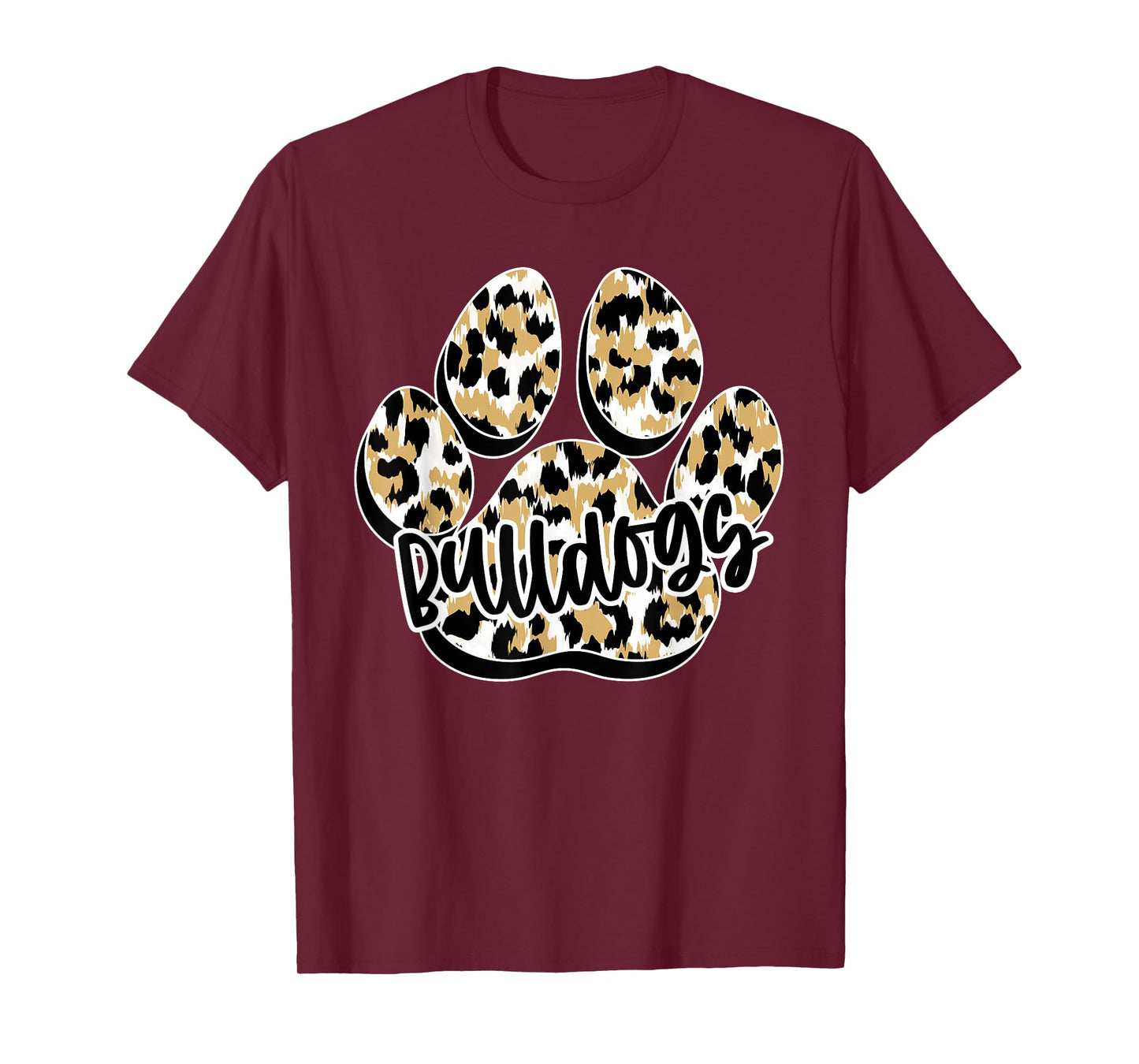 Gold Bulldogs Leopard Paw Print Leopard School Mascot T-Shirt