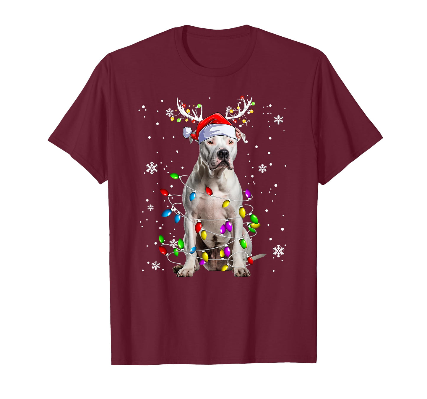 Pitbull Doggy funny Christmas Pitbull dog Reindeer T-Shirt for Men Women Kids