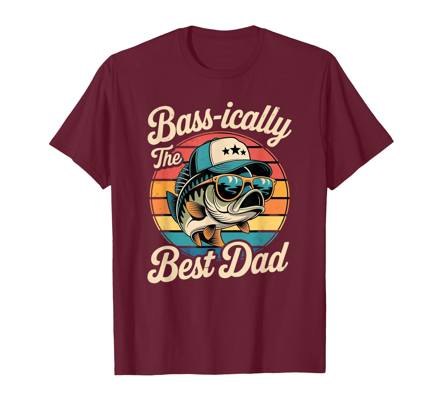Bass-ically The Best Dad Funny Fishing Retro Bass Fisherman T-Shirt
