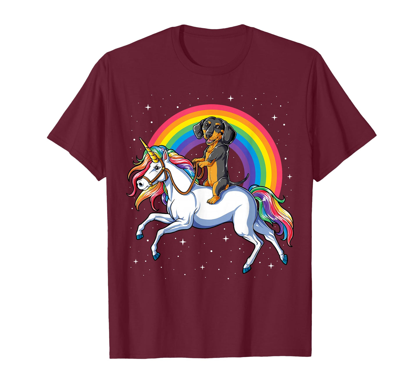 Dachshund Unicorn Girls Space Galaxy Rainbow Dog T-Shirt