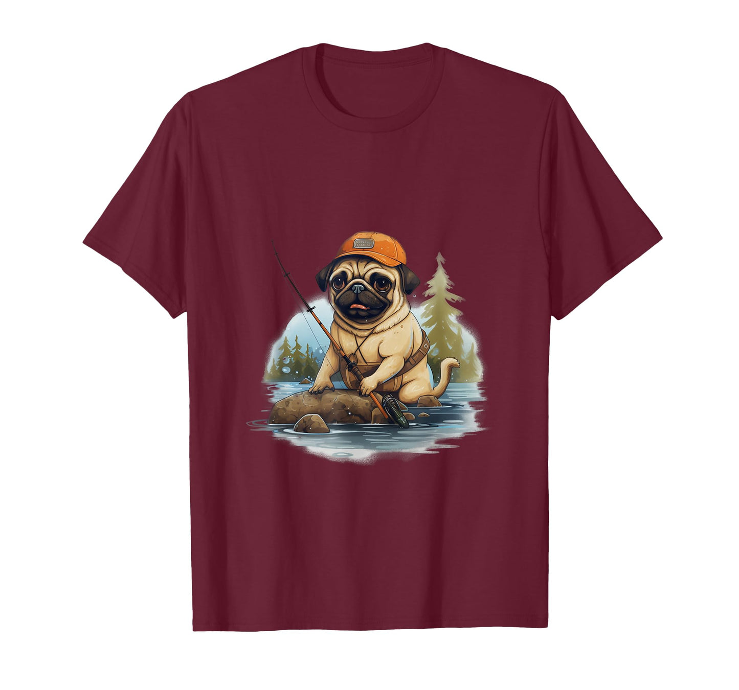 Reel cool Pug Dad Fishing, Funny Pug Fishing T-Shirt