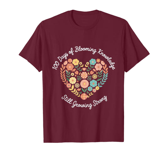 100 Days Growing Boho Flowers Teacher 100th Day of School T-Shirt