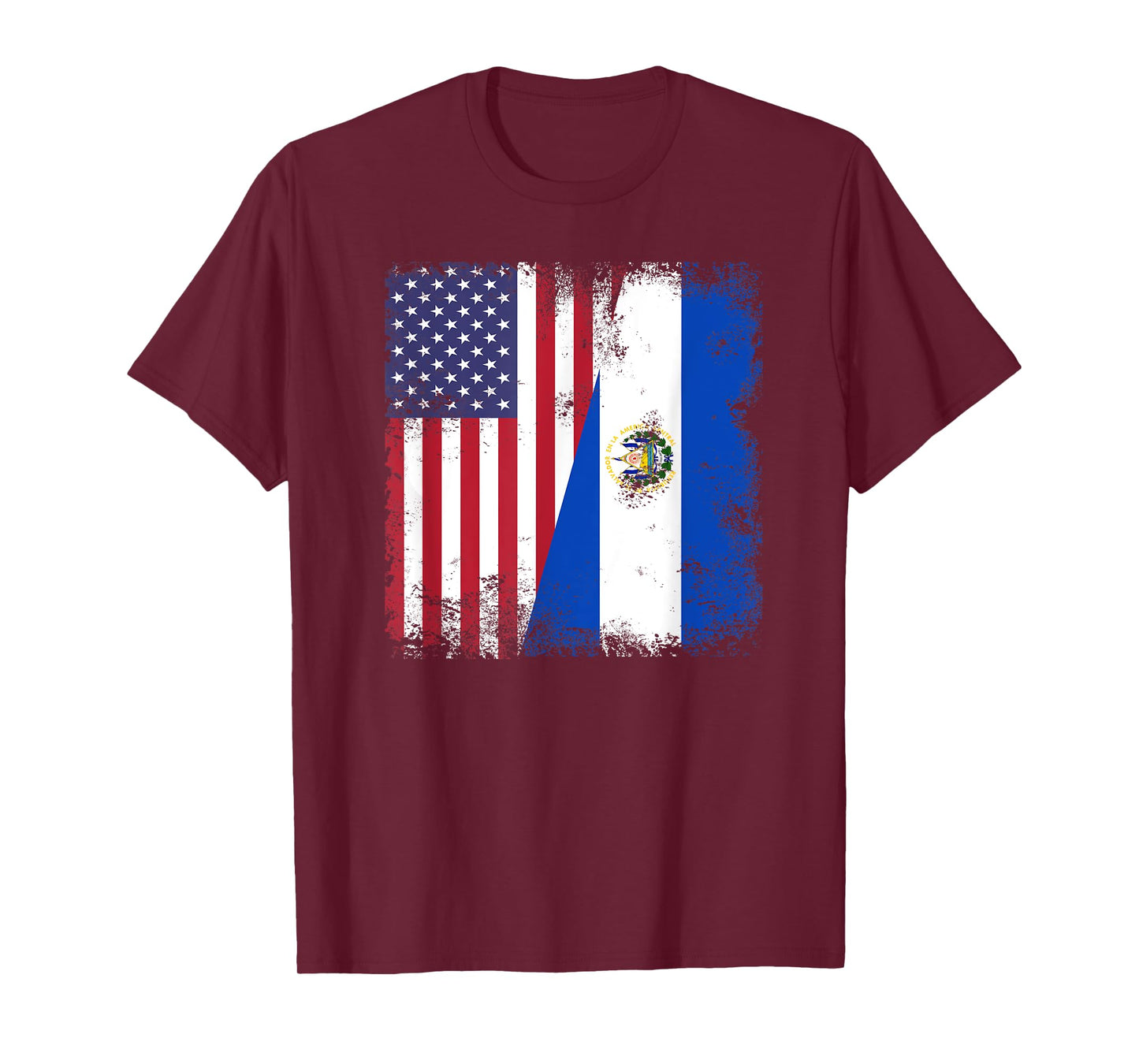 Half Salvadoran Flag T-Shirt | Vintage El Salvador USA Gift T-Shirt