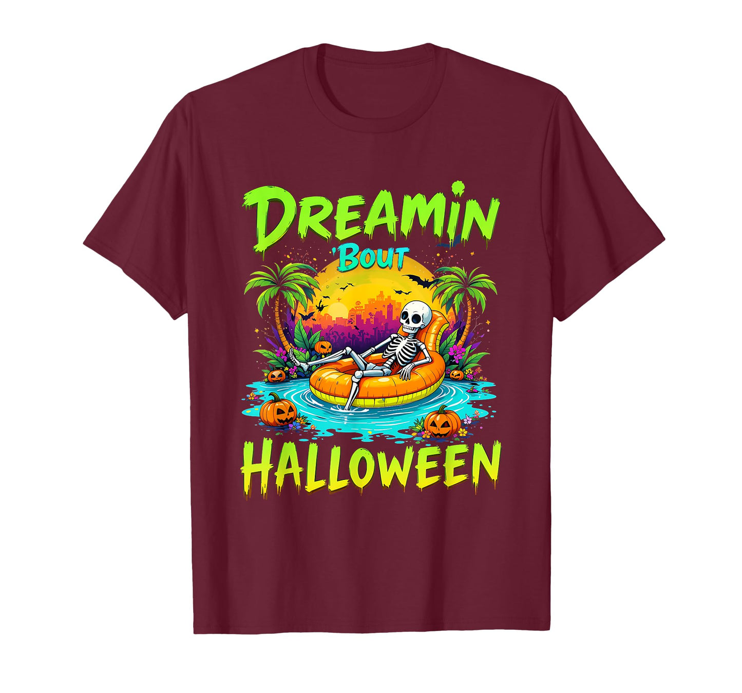 Funny Dreamin 'Bout Halloween Summerween Vibes Skeleton T-Shirt