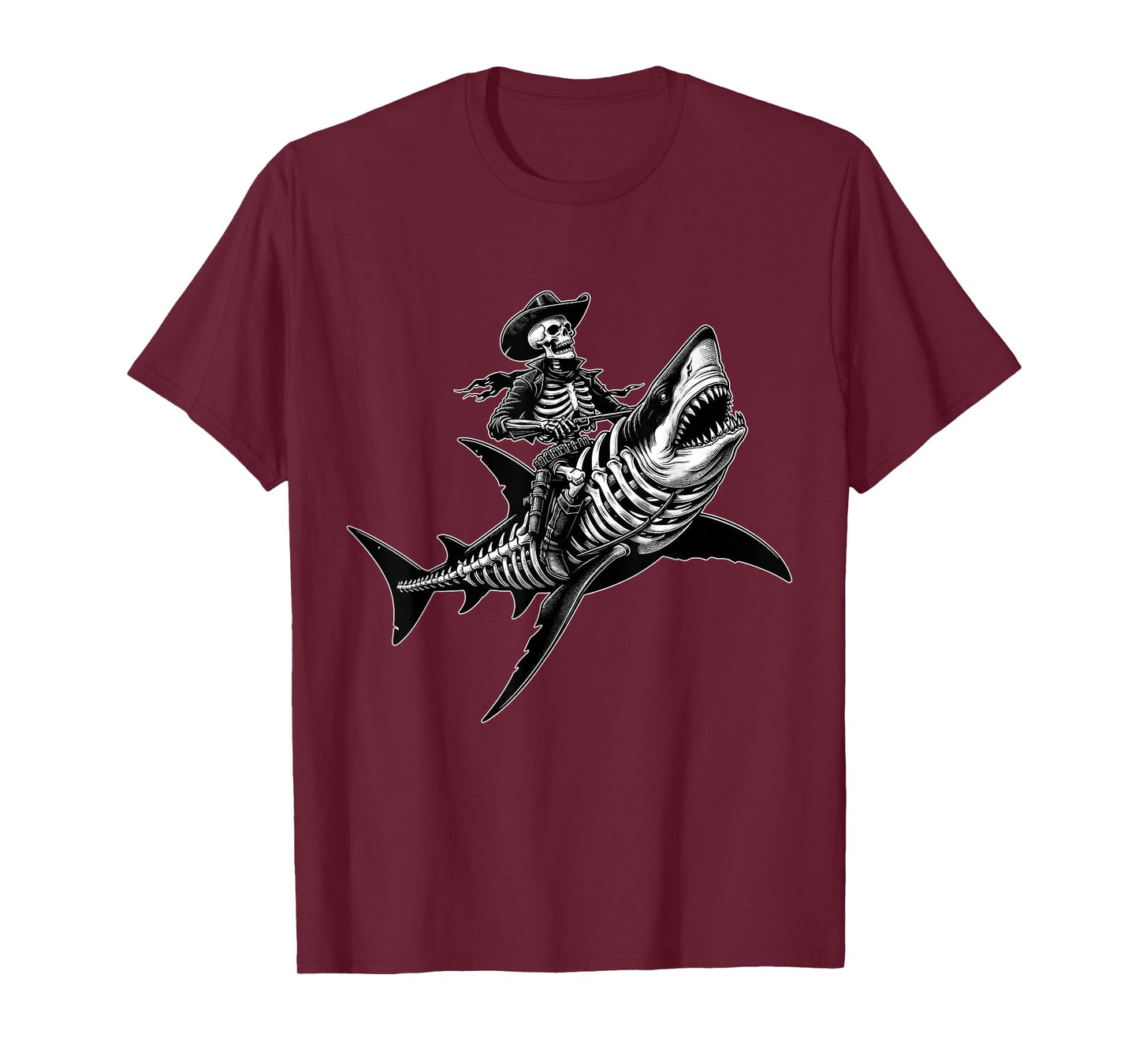 Rustic Skeleton Cowboy Shark Western Gothic Rodeo Goth Style T-Shirt