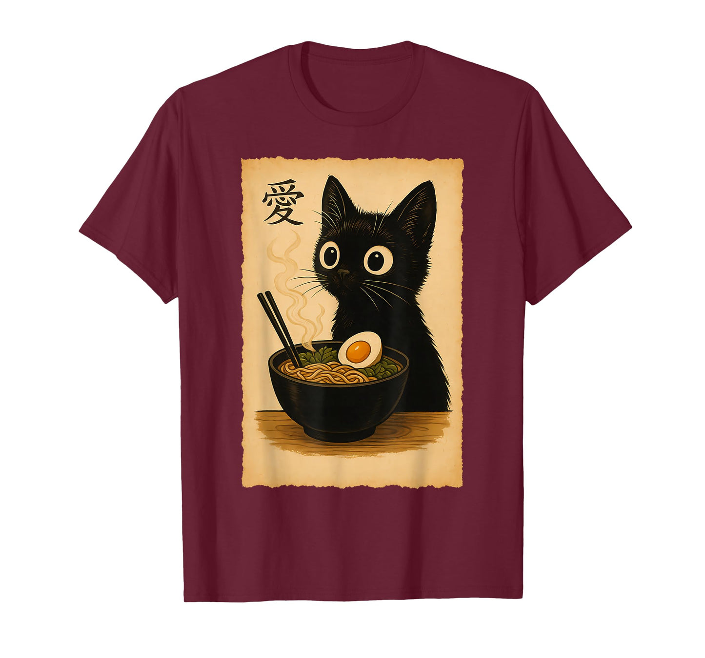 Funny Cat Ramen Cool T Japanese Kawaii Anime Graphic Tee T-Shirt