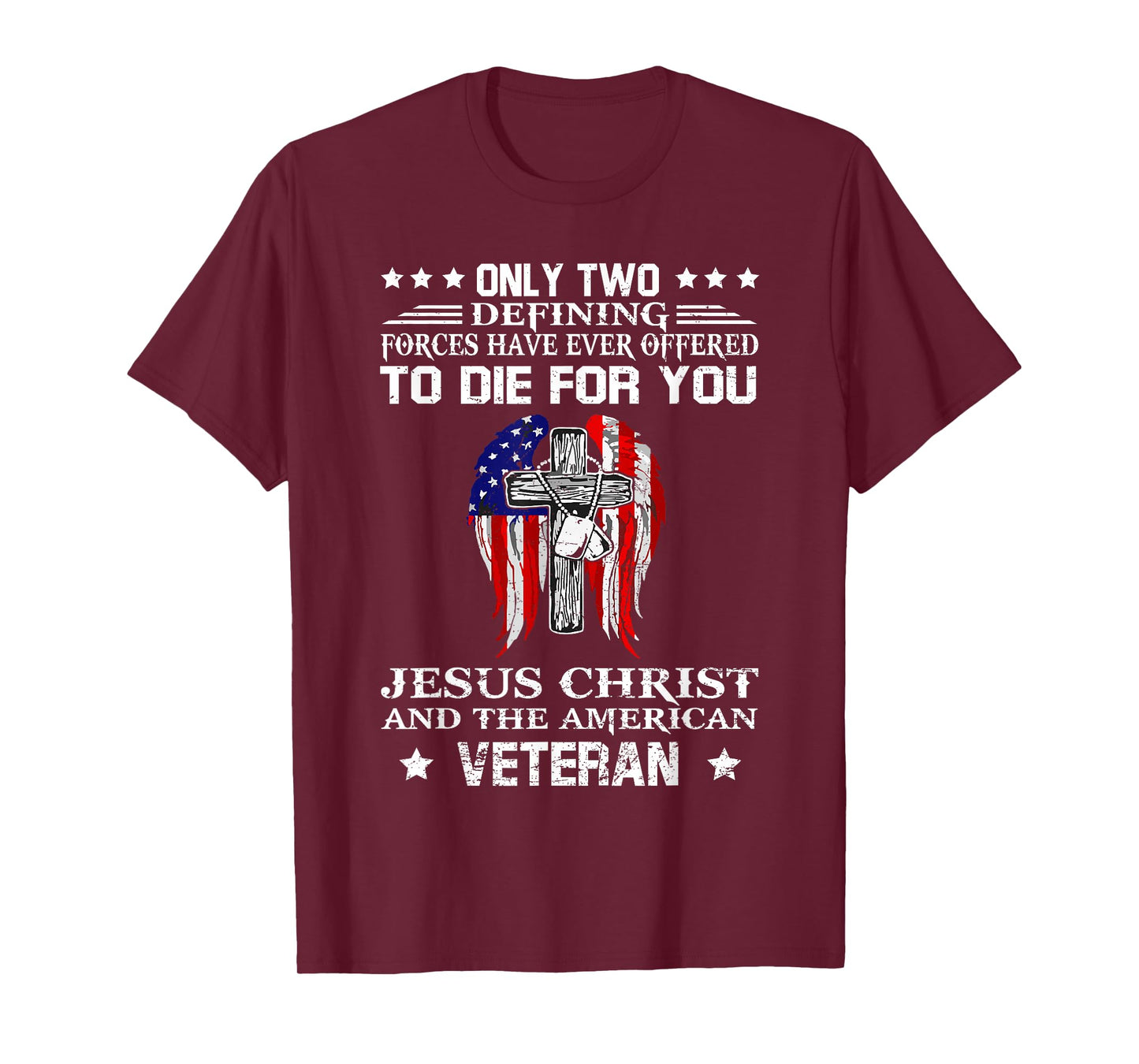 Jesus Christ And American Veteran Flag USA Christian T-Shirt