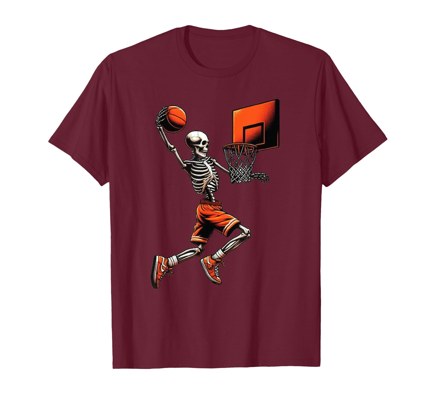 Skeleton Basketball Player Dunking Hoop Halloween Vintage T-Shirt