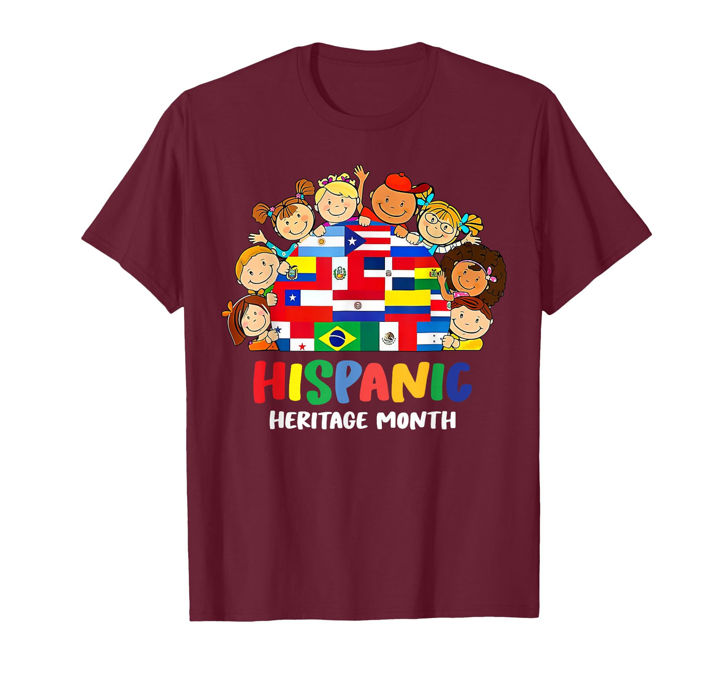 Kids National Hispanic Heritage Month Children Latin Flags T-Shirt