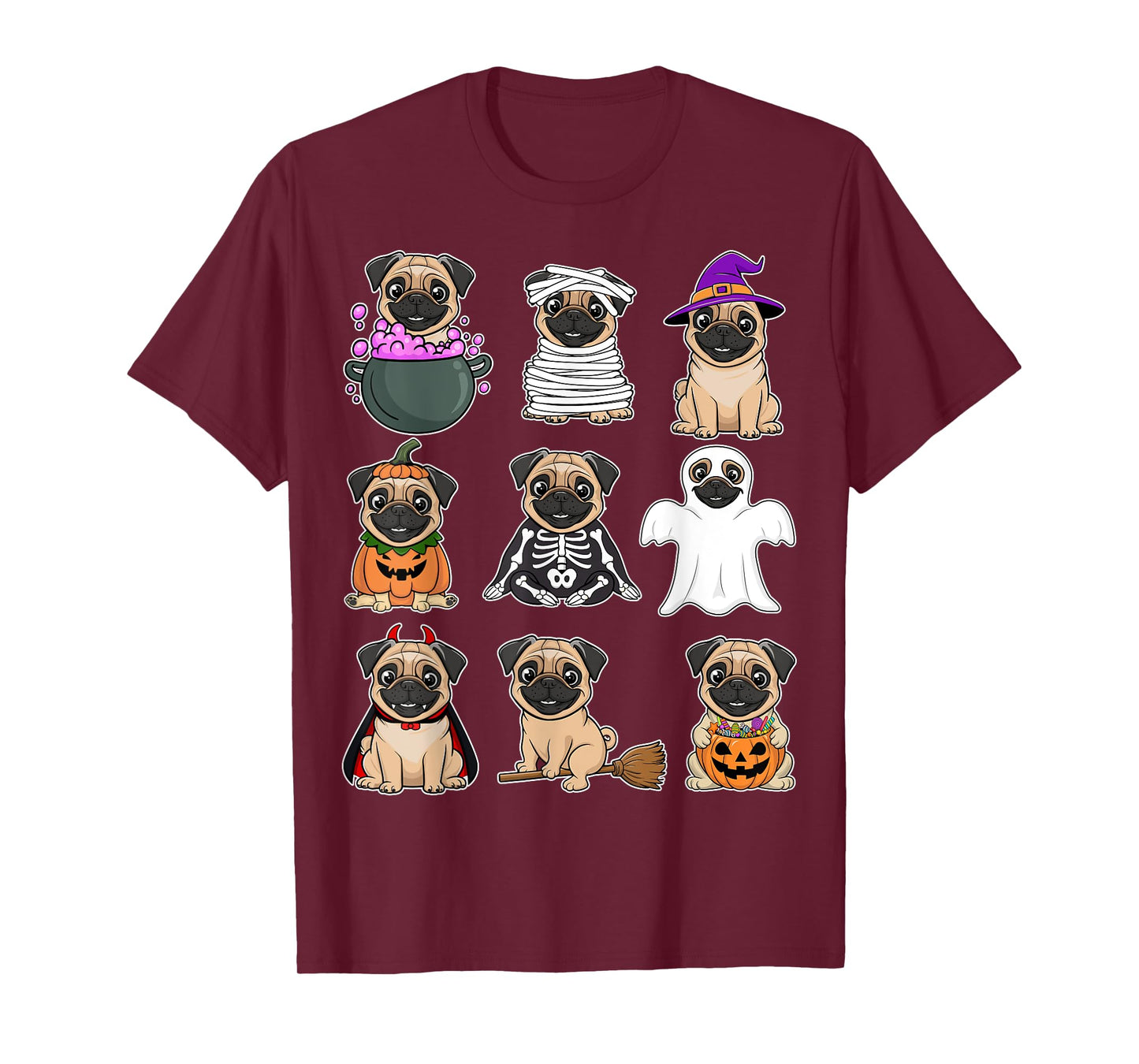 Pug Halloween Costume Spooky Ghost Pumpkin Pug Halloween T-Shirt
