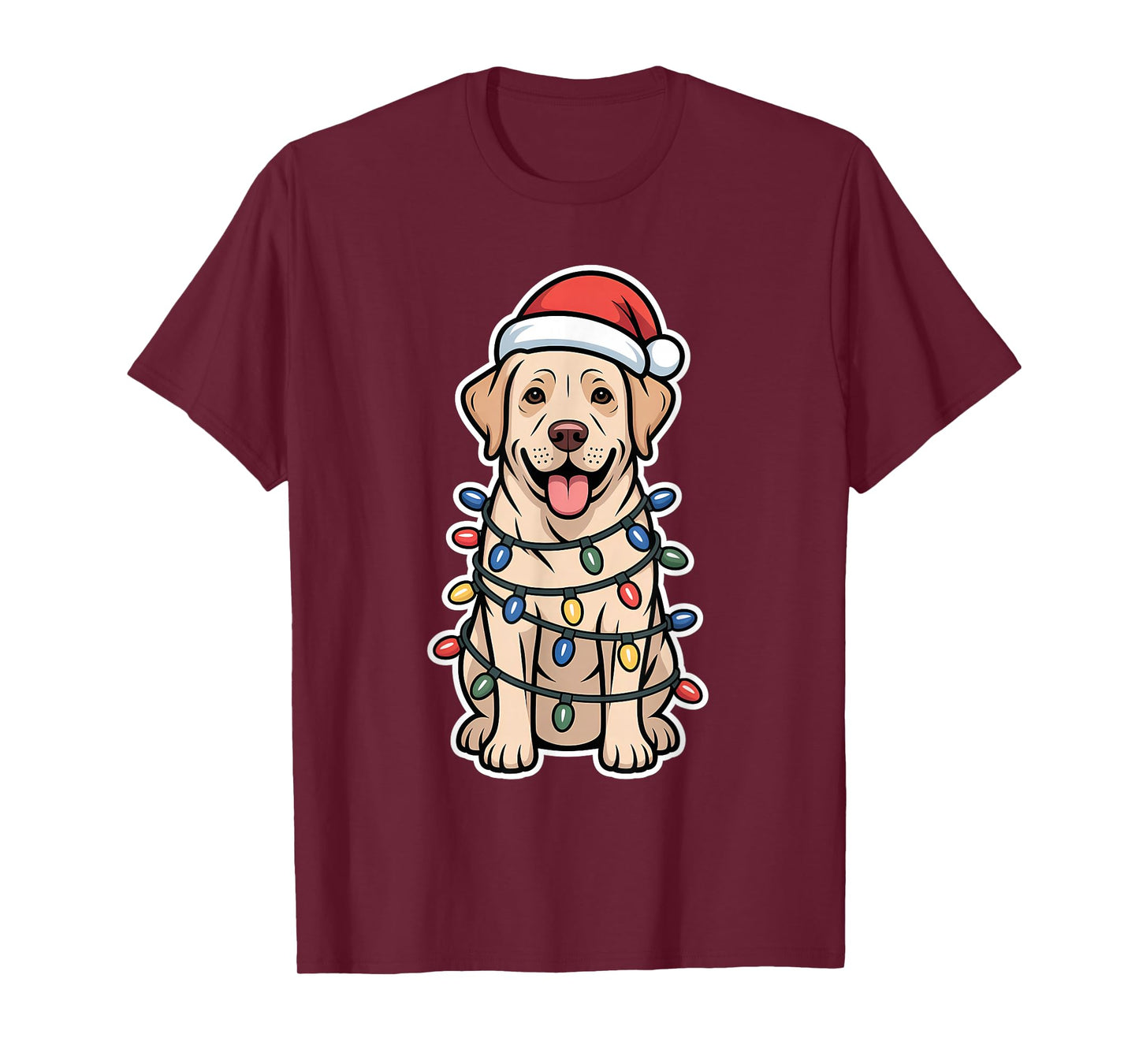 Labrador Retriever Wrapped in Christmas Lights T-Shirt