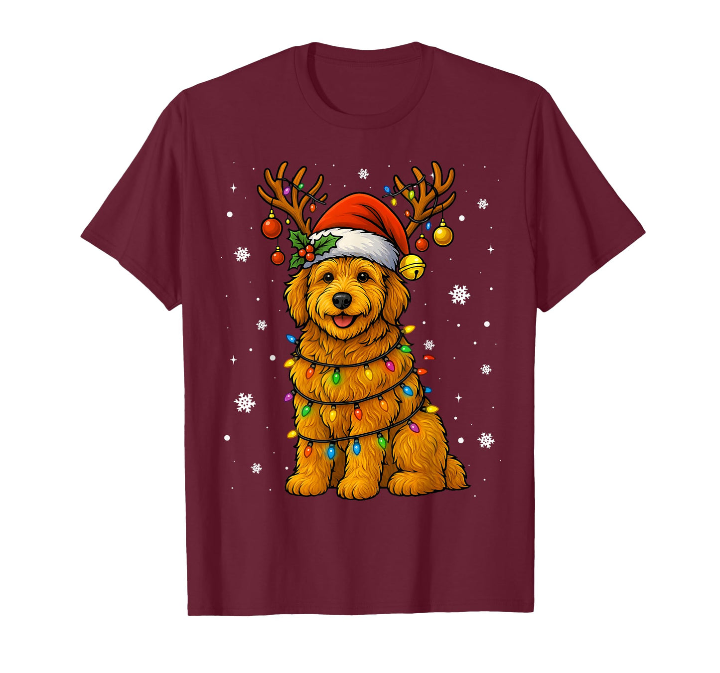 Goldendoodle Christmas Tee Reindeer Christmas Lights Pajamas T-Shirt