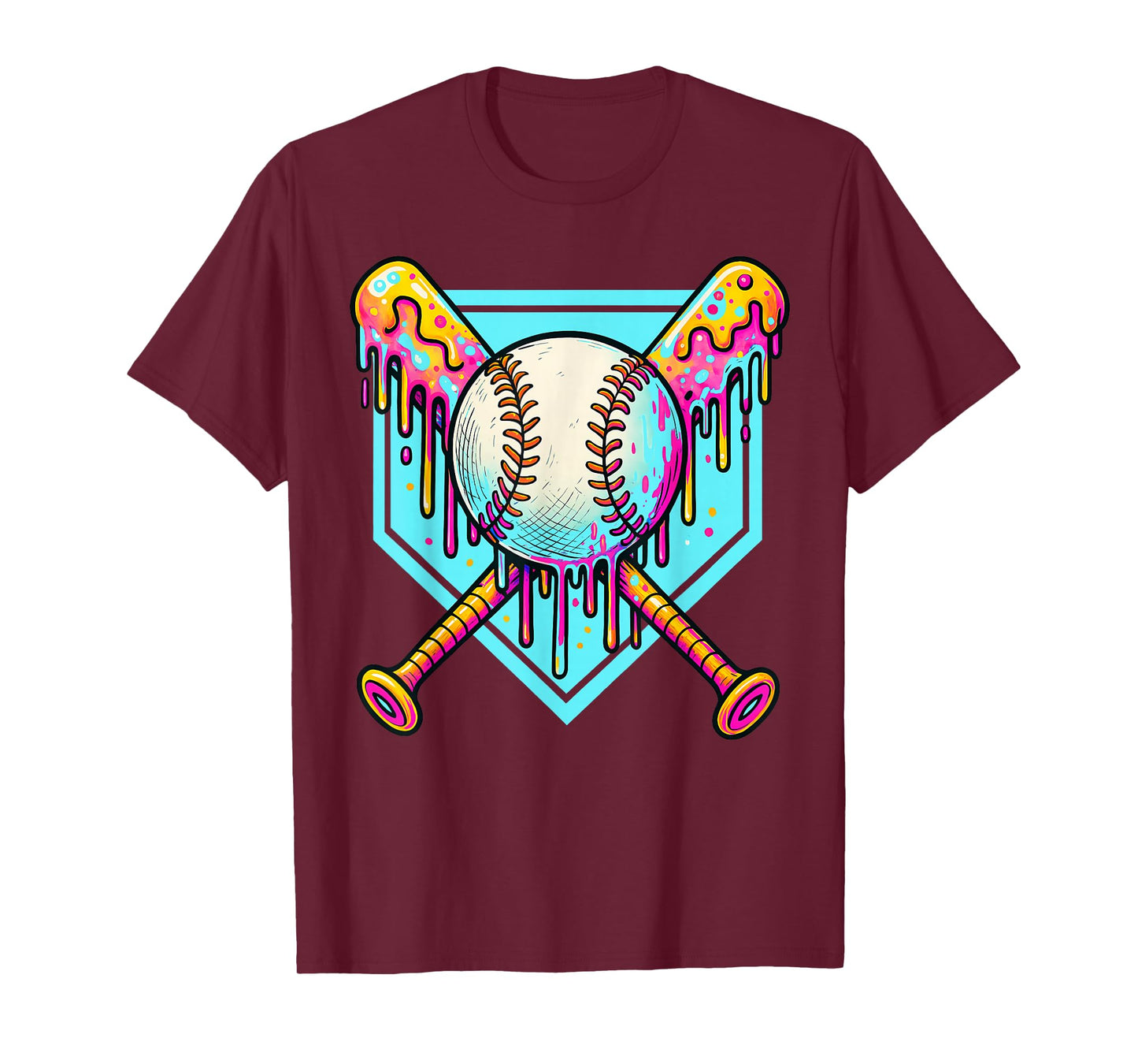 Baseball Drip For Boys Ice Cream Drip Youth Boys Baseball T-Shirt