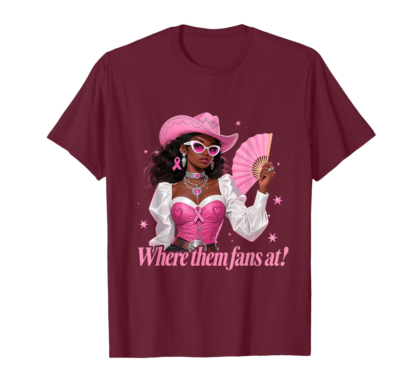 Pink Cowgirl Fan Funny Breast Cancer Support Look T-Shirt