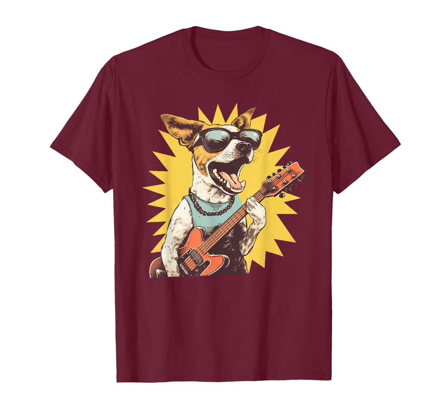 Jack Russell Terrier Playing Guitar Rock Star Dog Rocker Tee T-Shirt