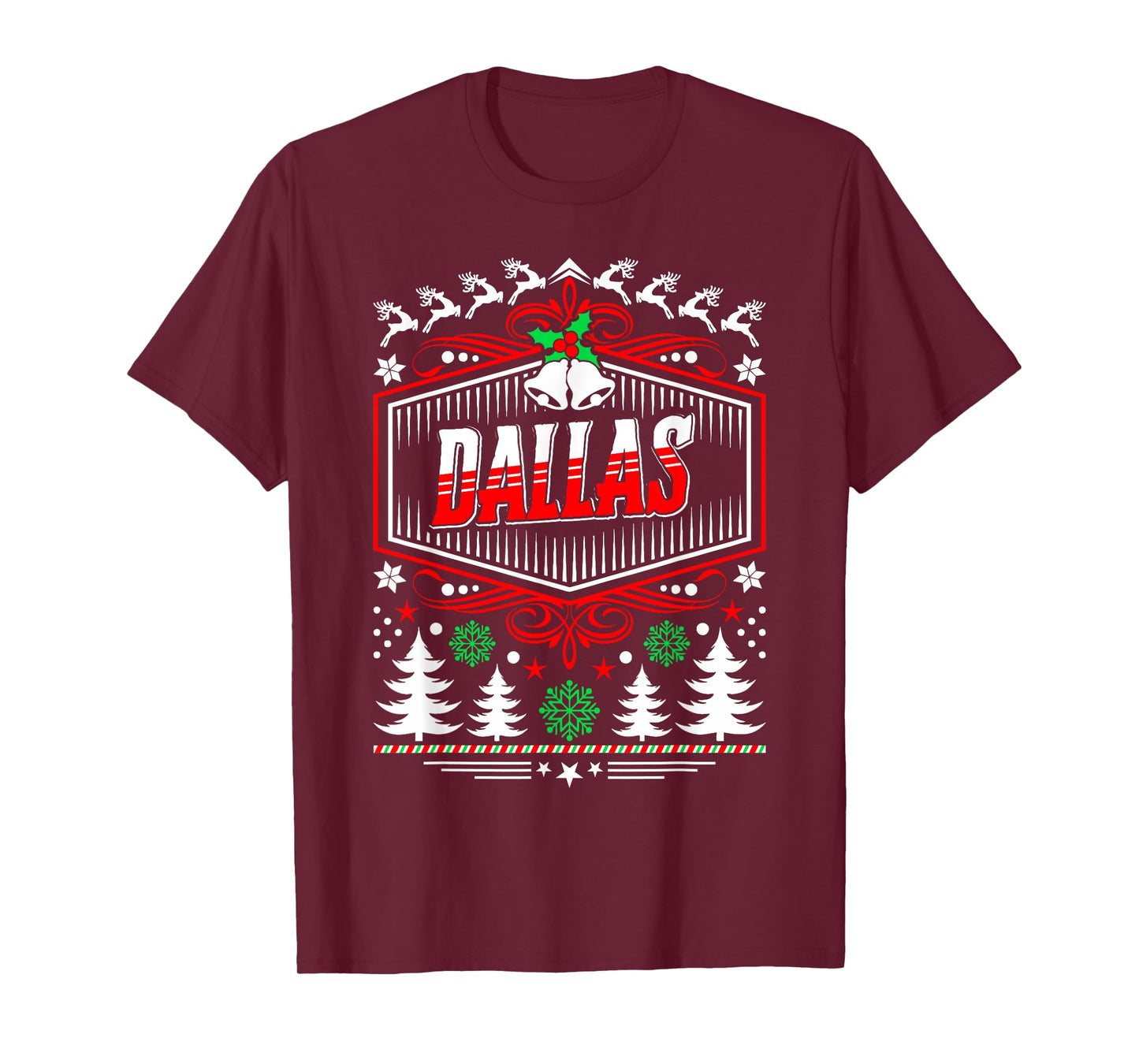 Mens Dallas Ugly Christmas T-Shirt Gift for Friends or Family