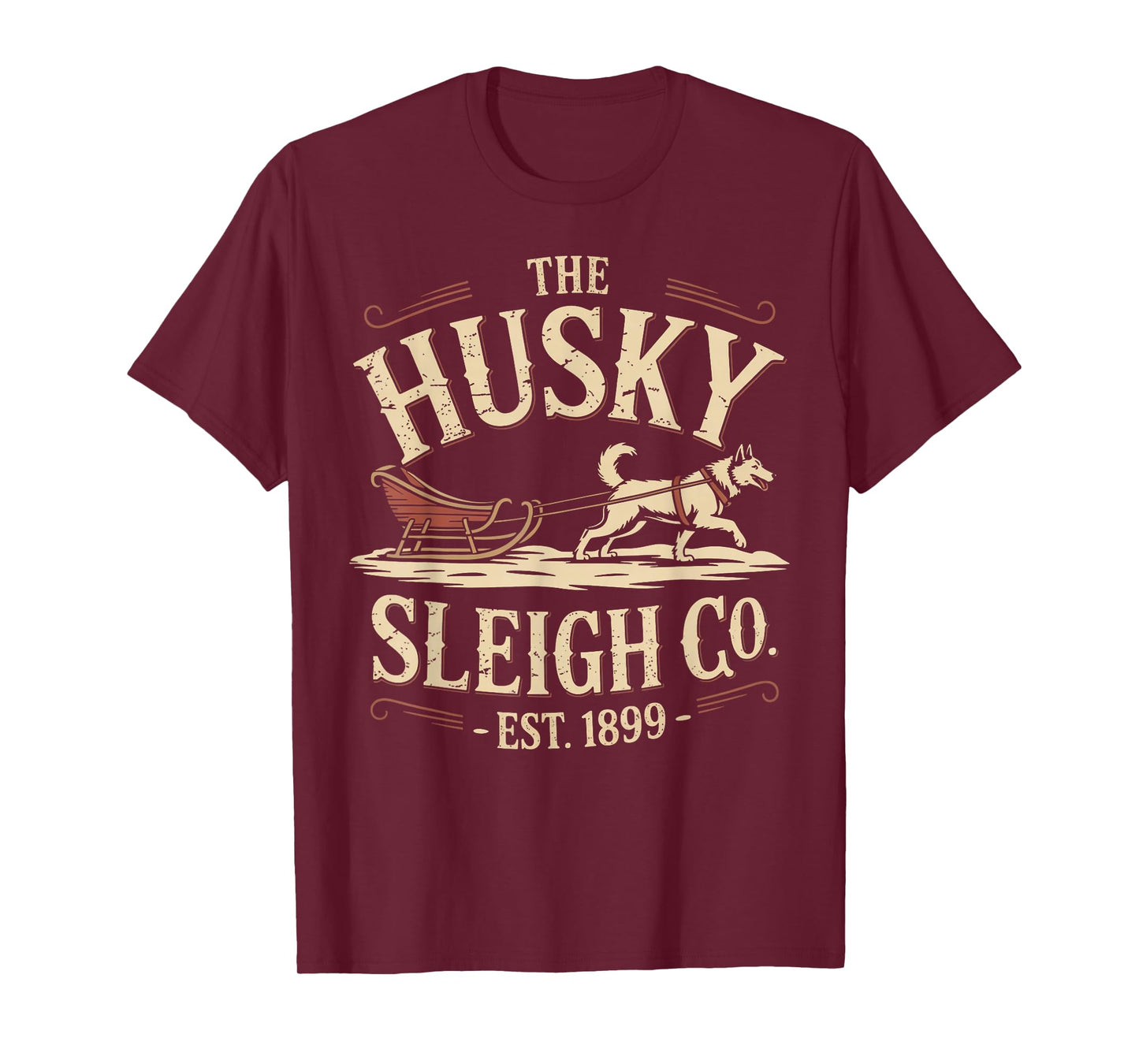 Retro Husky Sleigh Co - Vintage Dog Christmas T-Shirt