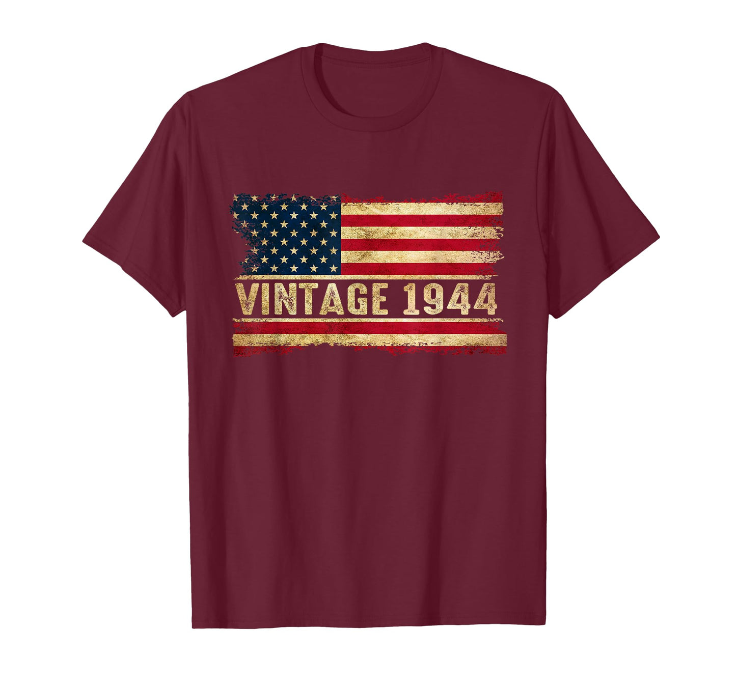 Born In 1944 80th Birthday 80 Years Old American Flag T-Shirt