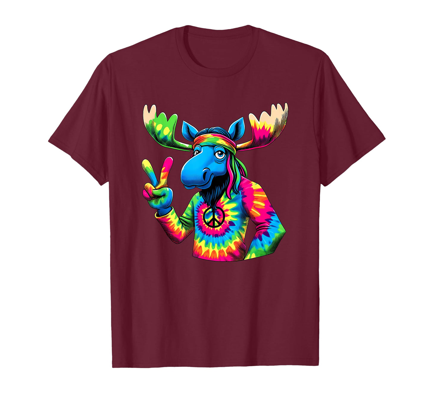 Peace Sign Tie Dye Moose T-Shirt