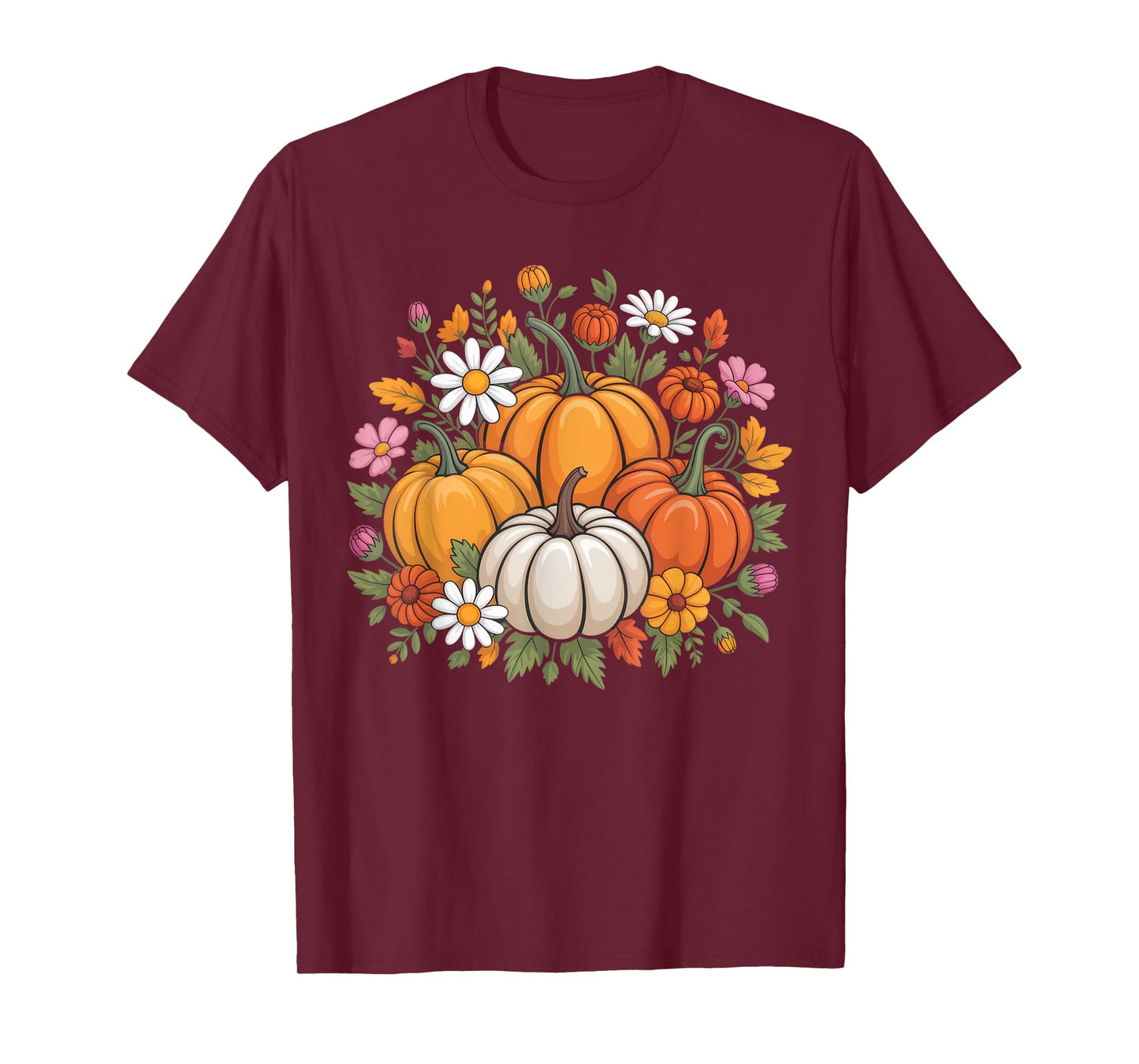 Autumn Harvest Pumpkins Floral Art for Nature Lovers T-Shirt