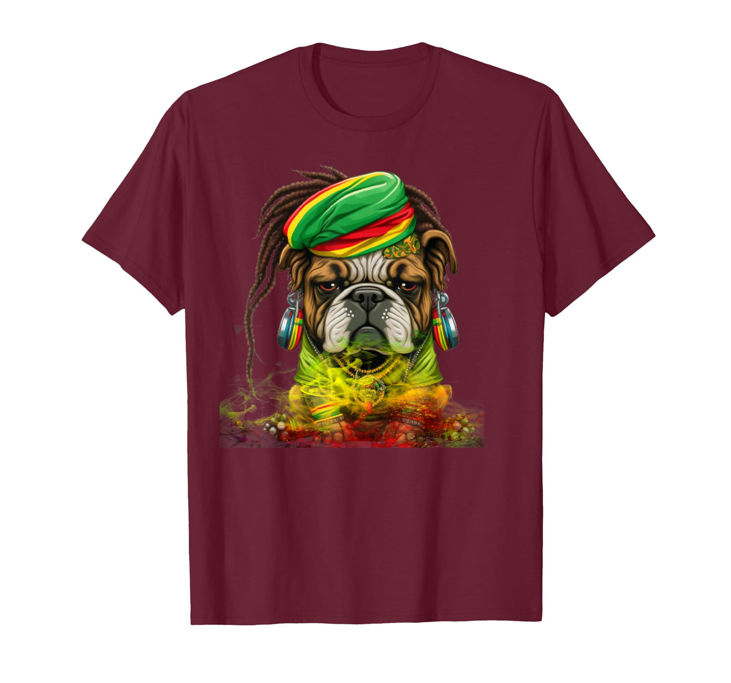 Rasta Dog Stylish Rastafari Bulldog Reggae & Jamaica Vibes T-Shirt