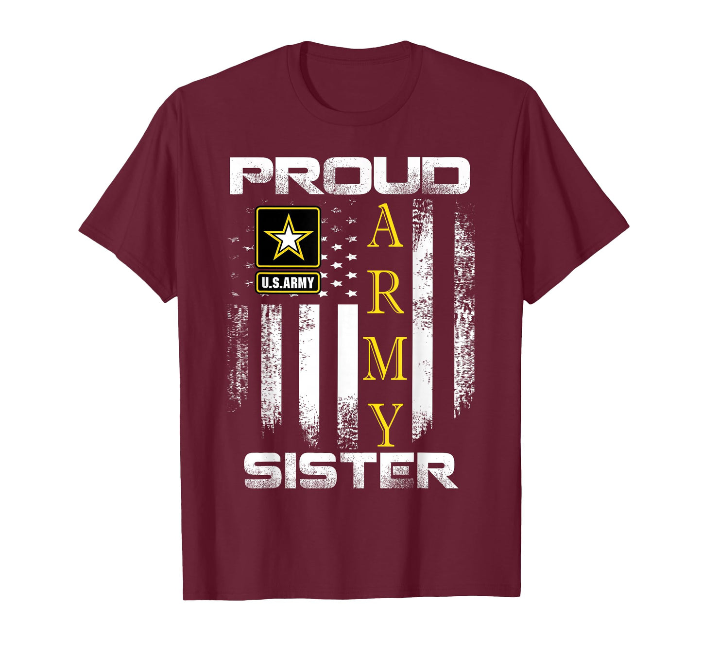 Vintage Proud Army Sister with American Flag Gift T-Shirt