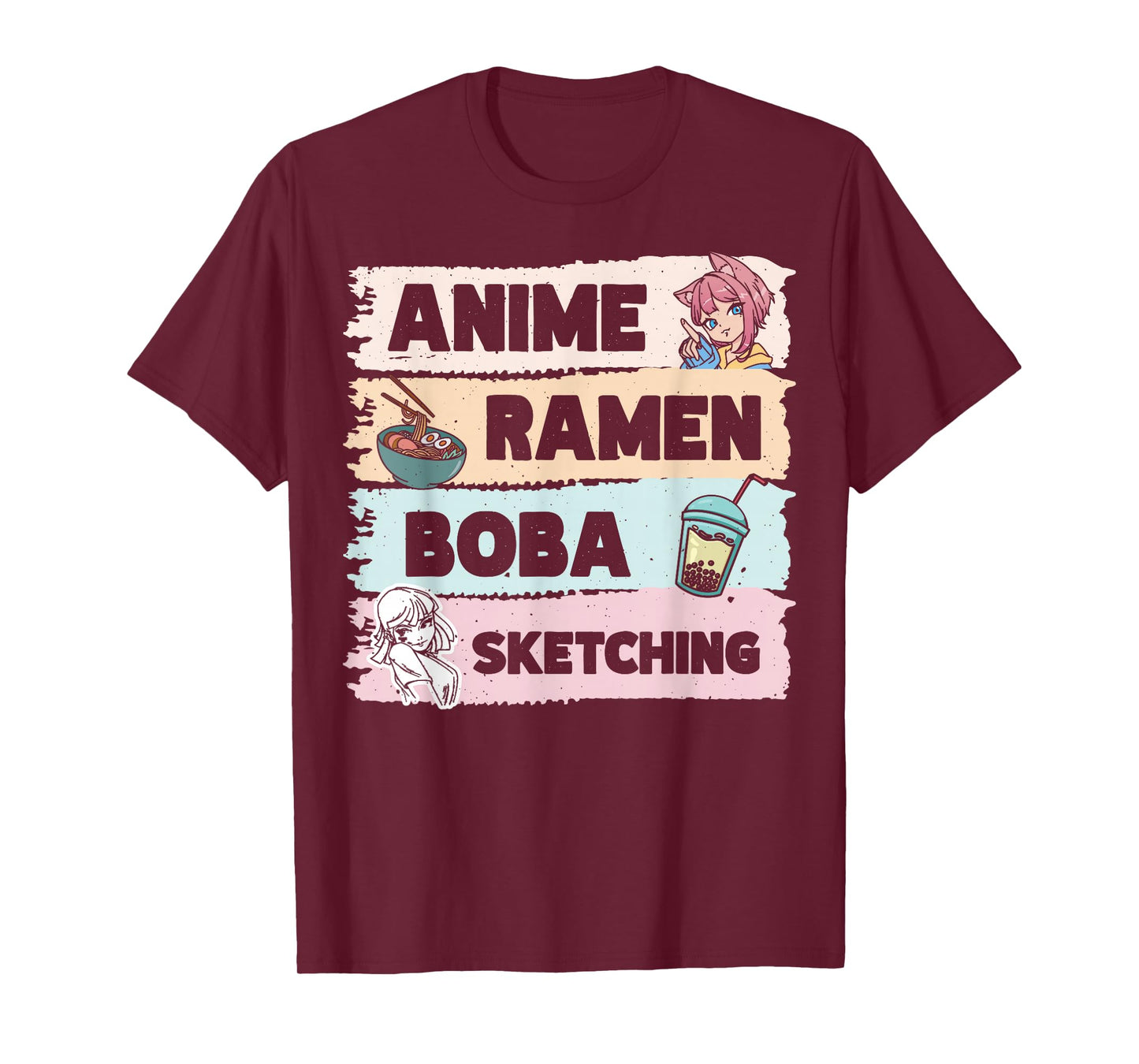 Japanese Manga Otaku Sketch Artist Bubble Tea Anime Ramen Boba Sketching T-Shirt