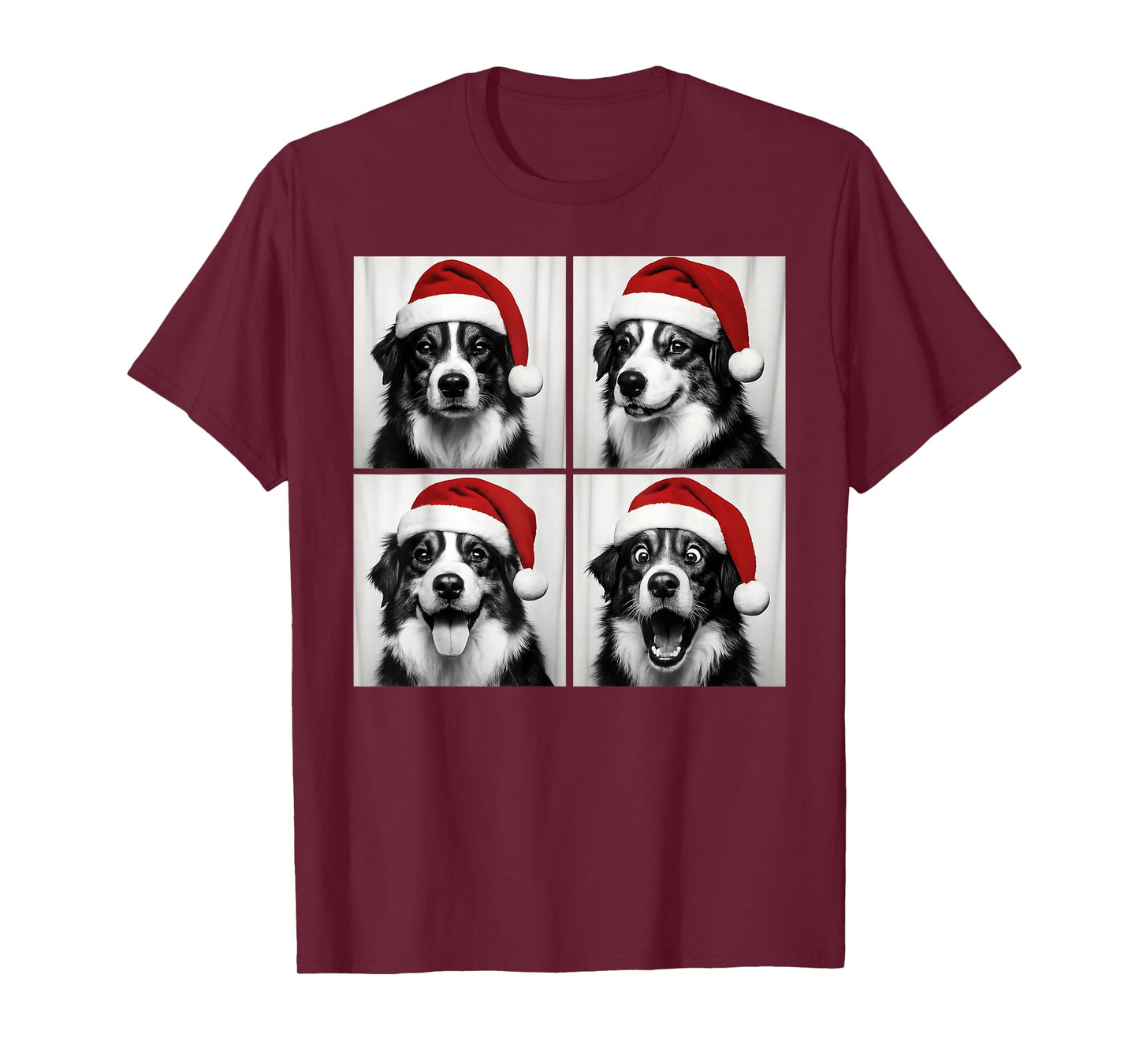 Funny Christmas Australian Shepherd Santa Photo Booth T-Shirt